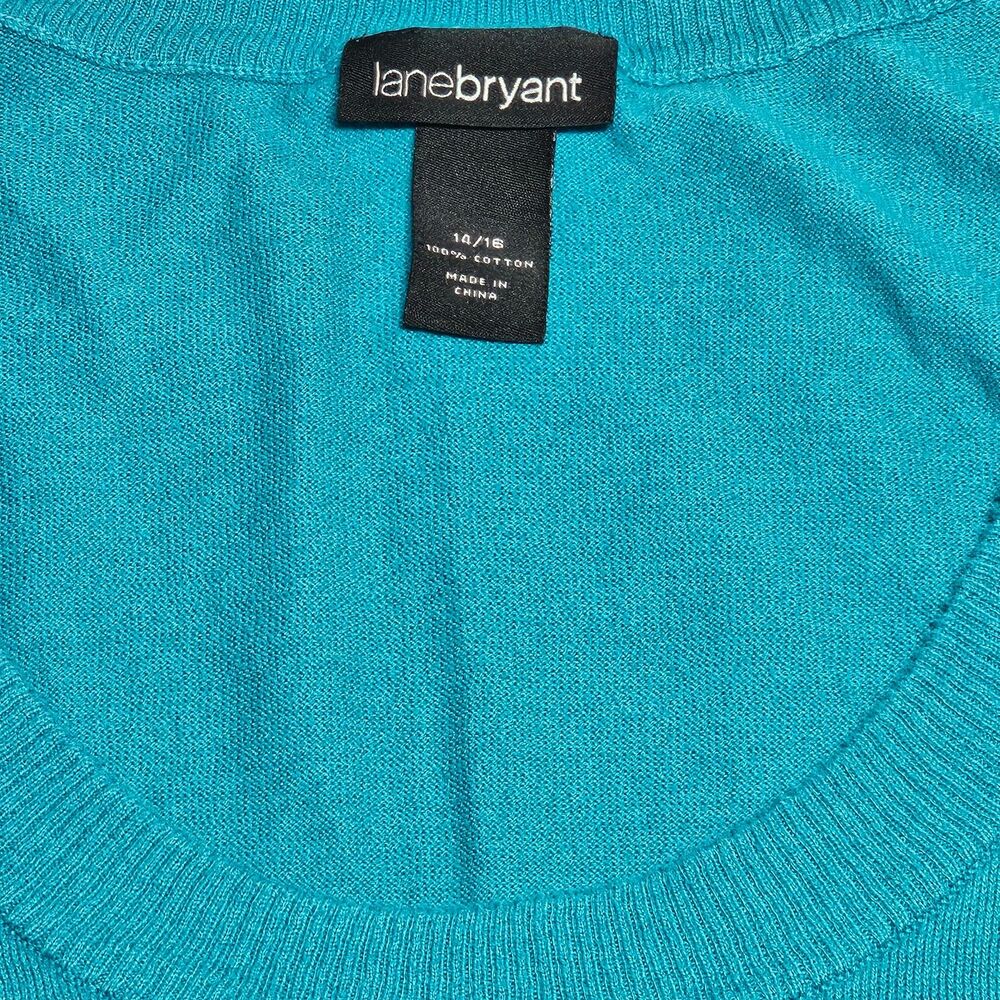 Lane Bryant Turquoise Blue Scoop Neck Lightweight Sweater Size 14/16 Vintage - Picture 5 of 5